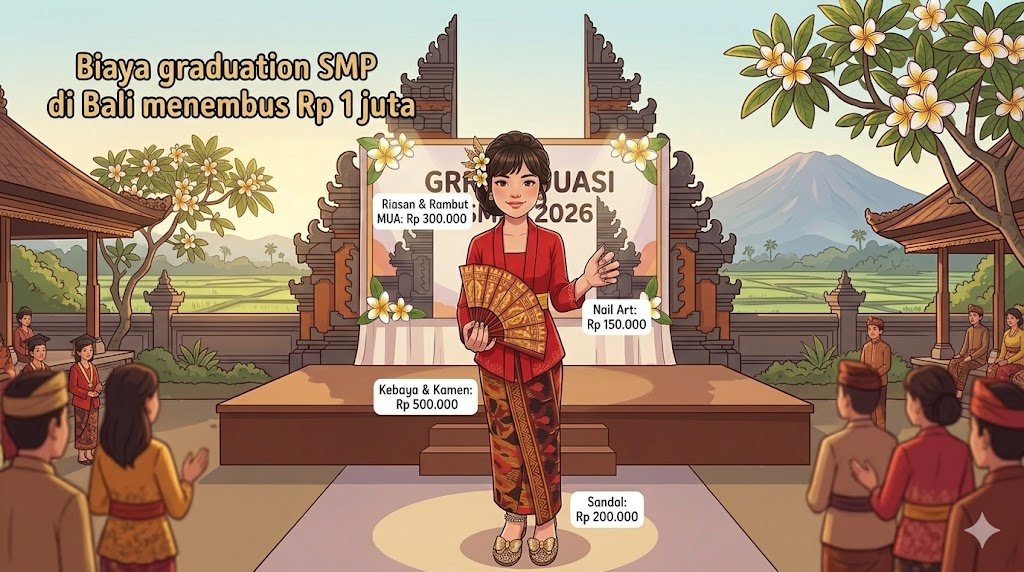 Ilustrasi biaya rias wajah, nail art, kebaya hingga sandal saat graduation SMP di Bali.