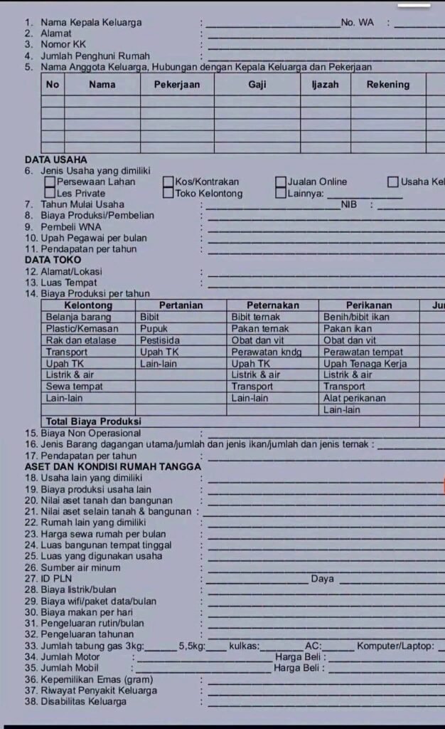 Ini daftar pertanyaan dari petugas Sensus Ekonomi 2026.