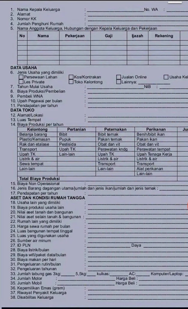 Ini daftar pertanyaan dari petugas Sensus Ekonomi 2026.