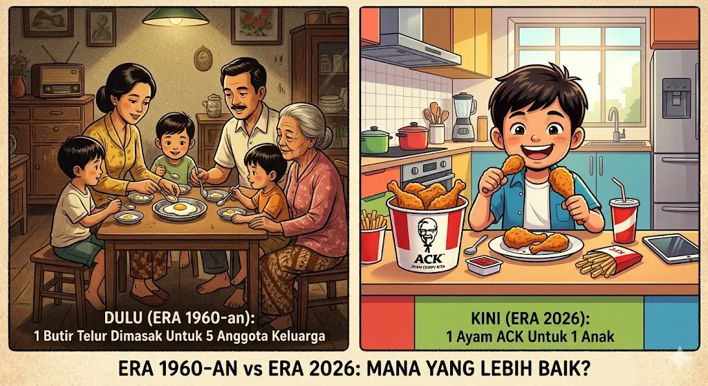 Ilustrasi perbandingan zaman dulu dan kini. Yang penting sama-sama bahagia.