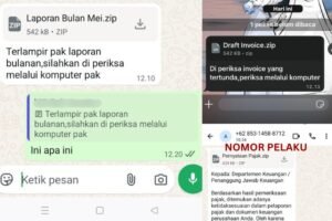 Tangkapan layar pesan pelaku yang mengirim pesan Zip.