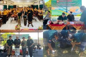 civitas akademika Fakultas Hukum UNMAS Denpasar mengikuti kegiatan bakti sosial dan penyuluhan hukum di Desa Padangbai serta SMK Negeri 1 Manggis, Karangasem, Jumat (5/6).