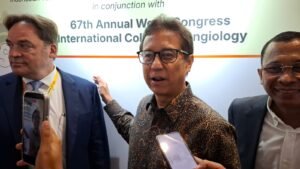 Menteri Kesehatan Budi Gunadi saat Menghadiri 67th Annual World Congress International College of Angiology (ICA) 2026, di The Westin Resort Nusa Dua, Badung, Jumat (31/7/2026).