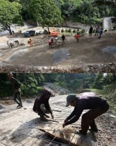 Warga di Aceh perbaiki jalan dan jembatan pasca bencana alam.
