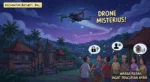 Ilustrasi drone misterius mengudara malam hari dalam durasi 5-6 jam di atas langit Baturiti