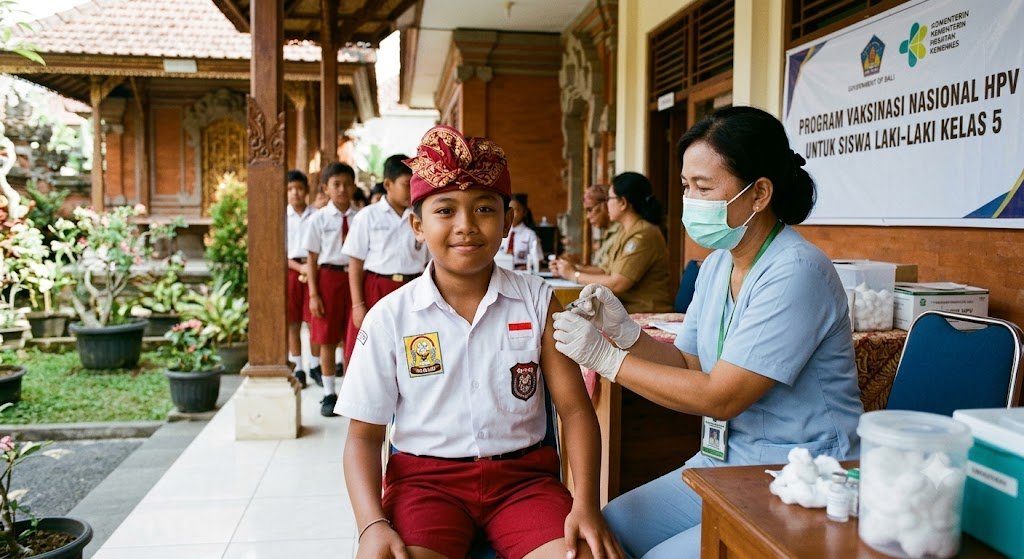Ilustrasi vaksin HPV bagi anak laki-laki kelas V SD dimulai dari Bali