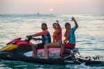 Rajo Saputra and Lucy Darragh celebrate their victories at the 2026 Rip Curl Cup Padang Padang in Bali.