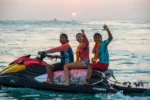 Rajo Saputra and Lucy Darragh celebrate their victories at the 2026 Rip Curl Cup Padang Padang in Bali.