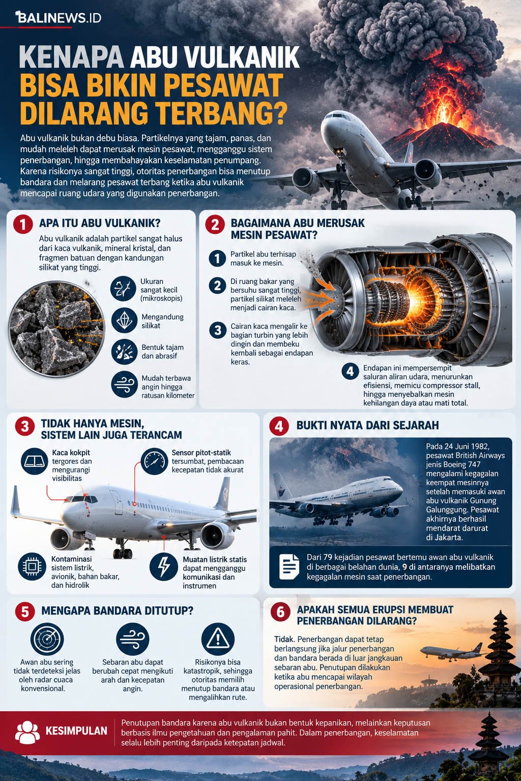 Infografis Kenapa Abu Vulkanik Bisa Bikin Pesawat Dilarang Terbang