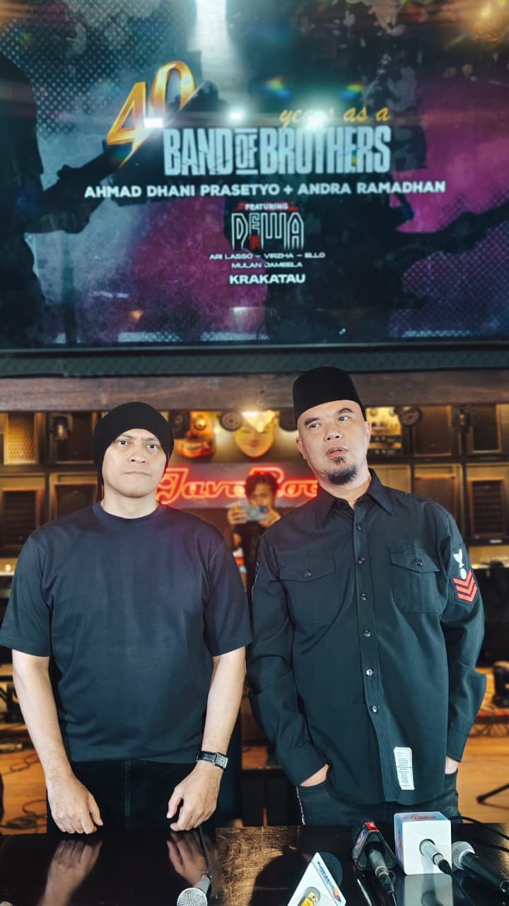 Foto Andra dan Ahmad Dhani saat jumpa pers di javarock kemang, 14 September 2026