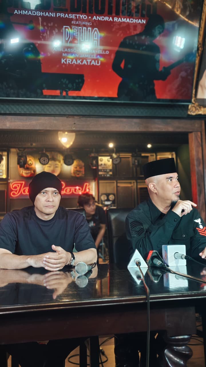 Foto Andra dan Ahmad Dhani saat jumpa pers di javarock kemang, 14 September 2026
