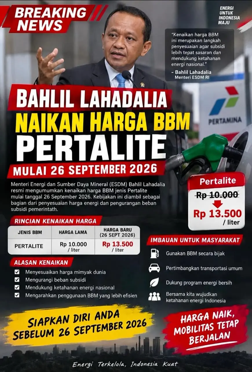 Poster kenaikan harga BBM yang beredar Luas di Media Sosial 