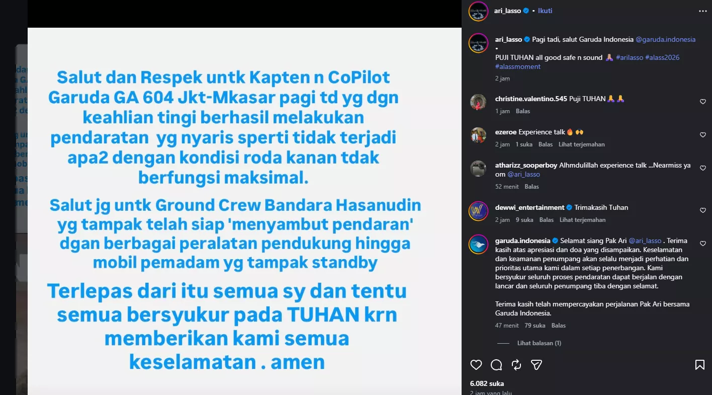 Ari Lasso pesawat Garuda GA604