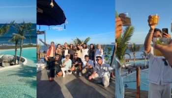 Para kreator digital berfoto bersama di acara LS Creators Gathering kedua yang digelar di Moonstone Beach Lounge, Bali, Sabtu (26/4/2025).