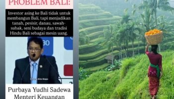 Tangkapan layar unggahan Sugi Lanus (kiri) dan Potret alam di Bali (kanan). Tangkapan layar unggahan Sugi Lanus (kiri) dan Potret alam di Bali (kanan).