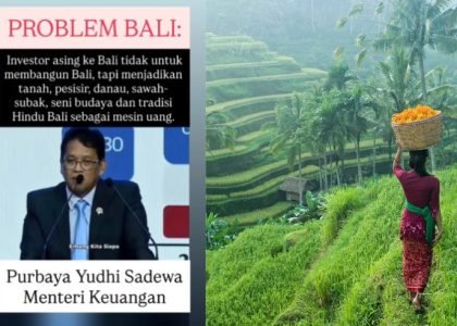 Tangkapan layar unggahan Sugi Lanus (kiri) dan Potret alam di Bali (kanan). Tangkapan layar unggahan Sugi Lanus (kiri) dan Potret alam di Bali (kanan).
