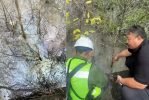 Anggota DPR RI Nyoman Parta saat meninjau langsung genangan minyak di kawasan Tahura Mangrove Ngurah Rai, Selasa (3/3/2026).